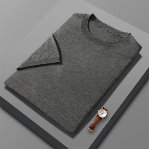 Nuevas camisetas de lana de cuello redondo de cachemir tejidas de seda morera de manga corta para hombre - Imagen 1 de 20