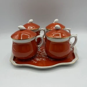 Les Papillones von Shafford, orange Pots de Crème, 4er Set, mit Tablett - Bild 1 von 15