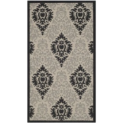 SAFAVIEH Indoor Outdoor CY2714-3901 Courtyard Sand / Black Rug - Изображение 1 из 4