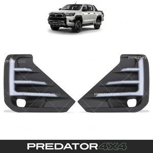 LED DRL FOG LIGHT SURROUND BLACK TRIM COVER FOR TOYOTA HILUX INVINCIBLE 2021+ - Afbeelding 1 van 8