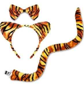Disfraz de Halloween Animal Orejas de Tigre Diadema Arco y Cola Conjunto de Vestir Fiesta  - Imagen 1 de 4
