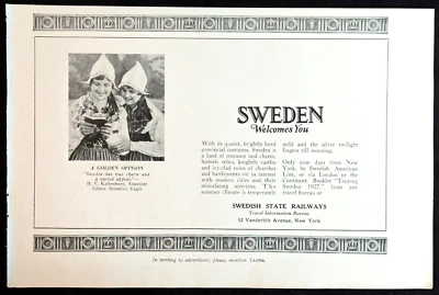 Publicidad Ferrocarriles Estatales de Suecia 1927 anuncio impreso antiguo original Foto 1 de 2