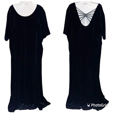 Vintage Fashion Bug Dress Womens Plus Size 22/24 Velour Velvet Maxi Whimsigoth - Image 1 of 4