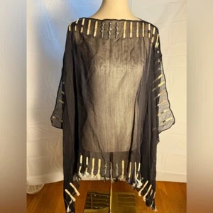 NWT Randi & Will Black Oversized Poncho with Embellished Details - Picture 1 of 8