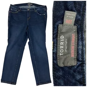 Pantalones de mezclilla para mujer Torrid talla 18R Boyfriend rectos azules bigotes elásticos vintage - Imagen 1 de 13