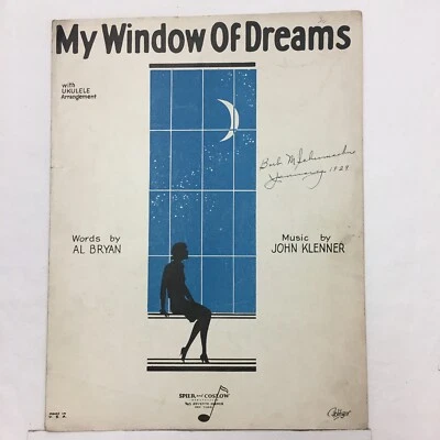 MY WINDOW OF DREAMS ©1928 Partituras De Colección Uke Piano Al Bryan, John Klenner Foto 1 de 4