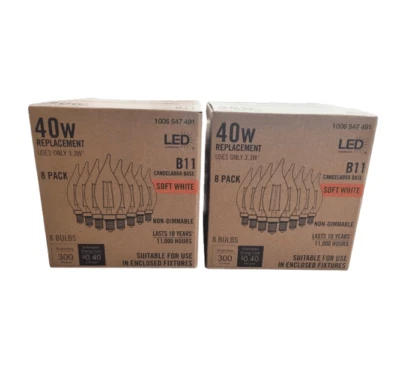 16-PACK Ecosmart 40-W B11 Vintage Edison LED Light Bulb in Soft White - Image 1 of 2