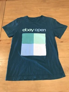 2019 eBay Open Medium T-Shirt Top Mens Womens Short Sleeve Green Cotton Knit - Picture 1 of 2