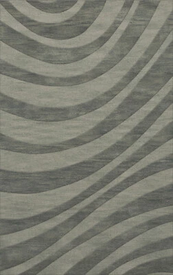 Blue Waves Swirls Stripes Lines Transitional Area Rug Abstract DV12 - Image 1 of 2