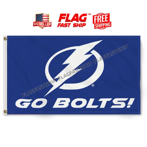 Tampa Bay Lightning Flag 3x5 ft GO BOLTS! Banner w Grommets NHL FREE Shipping Cover