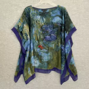 Metropolitan Museum of Art Monet Water Lilies Silk Sheer Poncho One Size The Met - Picture 1 of 9