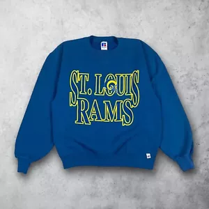 Vintage 90s St. Louis Ram's NFL Football Crewneck Sweatshirt Blue Size Medium - Bild 1 von 5