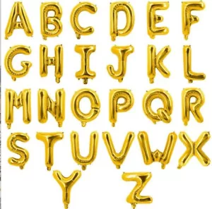 Gold Capital Balloon Foil 16" Letters balloons Symbols A-Z and 0-9 ? # & ! - Picture 1 of 6