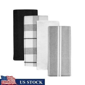 Oversized Cotton Waffle Kitchen Towels 4 Pack Absorbent Fast Drying Soft Linens - Picture 1 of 6