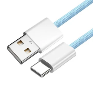 CY 480Mbps Data USB-C Male to Type-A Male 15W 5V3A Power for Phone Blue Sleeve - Picture 1 of 12