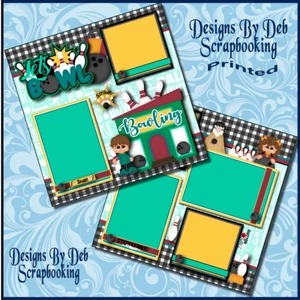 LETS BOWL Premade Scrapbook Pages Paper Piecing printed layout DBDS - Picture 1 of 3