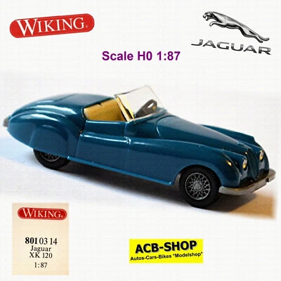 Jaguar Xk 120 Ots Roadster Jaguar Sport 1948-57 Blu Azzurro 1:87 Wiking 801 03 - Immagine 1 di 2