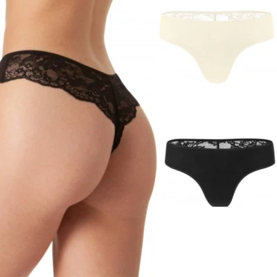 Tanga de Bambú con Encaje Espalda Damas Knickers Cómoda Opaca Niñas Ropa Interior Foto 1 de 4