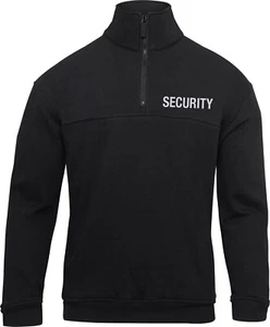 Black Security 1/4 Zip Job Shirt Uniform Duty Guard Officer Shirt Top - Picture 1 of 3