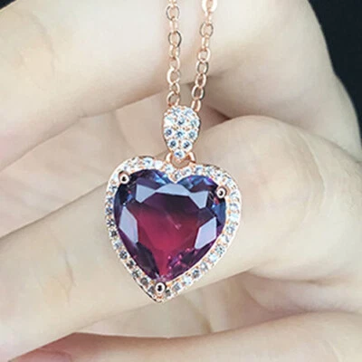 Pingente de colar feminino mais novo amuleto cor pedra preciosa turmalina coração de amor menina - Imagem 1 de 4