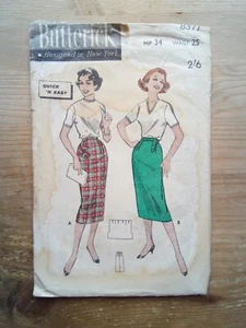 8377 Original 1950's Pencil Skirt with Pocket Size 12 Butterick Sewing Pattern - Picture 1 of 2