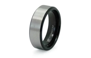 Titanium Two Tone Black Gray Mens Classic Wedding Band Ring 8MM | FREE ENGRAVING - Picture 1 of 1