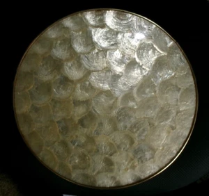 Vintage MCM Tesoro's Philippines Capiz Shell Round Placemat 15" SO - Picture 1 of 3