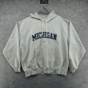 VTG Michigan Wolverines Hoodie Mens 2XL Gray Nike Center Swoosh Check 90s Y2K - Picture 1 of 19