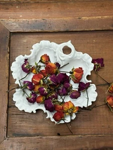 Vintage Leaf Shaped White Porcelain Bowl Dish Japan Midcentury - Picture 1 of 9
