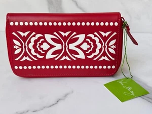 NWTs VERA BRADLEY Laser-Cut Accordion Wallet CHEERY BLOSSOMS 13698-170, Red - Picture 1 of 6
