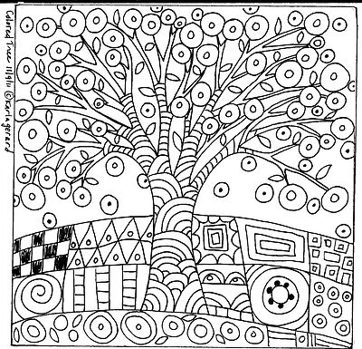 RUG HOOKING Craft PAPER PATTERN Colored Tree FOLK ART PRIMITIVE Karla Gerard  - Image 1 of 2