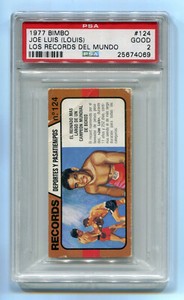 1977 Bimbo Los Records Del Mundo 124 Joe Louis PSA 2 vintage Spanish boxing card