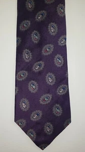 Mario Valentino Silk Necktie Purple With Multicolor Design Mens - Picture 1 of 5