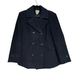 Chaquetón para mujer St. John's Bay vintage de mezcla de lana y cachemir negro de doble botonadura - Imagen 1 de 7