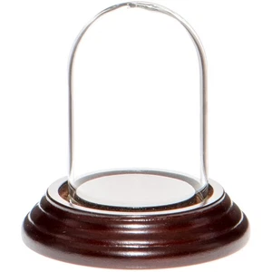 Plymor 1.85" x 2.875" Mini Glass Display Dome Cloche (Dark Mahogany Veneer Base) - Picture 1 of 1