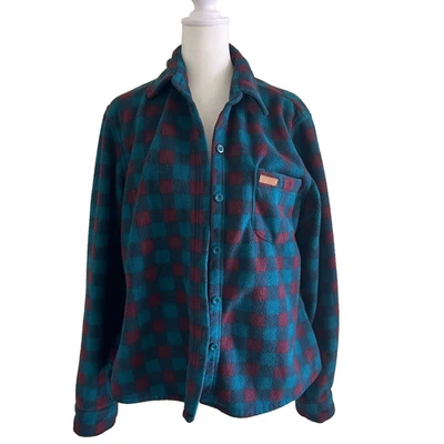 Camisa OutBack Trading Company LTD roja/azul a cuadros franela abotonada M para mujer Foto 1 de 4