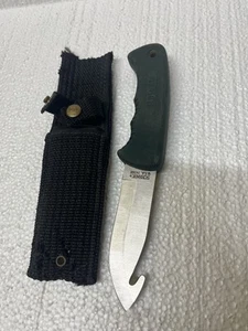 Schrade USA Old Timer Gut Hook Knife W/ Sheath 1430T Green Rubber Grip - Picture 1 of 6