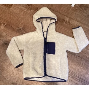 Crewcuts Kinder Fleece Kapuzenjacke Sherpa warm Oberbekleidung elfenbein/blau Small 6/7 - Bild 1 von 5