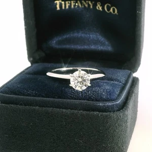 Tiffany & Co Setting Platinum Diamond Engagement Ring 0.80ct Round - Size K 1/2 - Picture 1 of 9