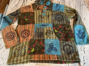 Ragstock Mushroom Patchwork Artsy Mushroom pullover Hoodie Shirt XL - Picture 1 of 10