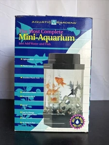 Mini Aquarium with All Decor & Accessories Included Lighted Hood Aquatic Gardens - Picture 1 of 10