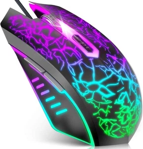 VersionTech Gaming Mouse, 4 DPI Settings Up to 3600 DPI, Light RGB Black  - Picture 1 of 7