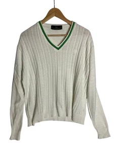 Fred Perry Strickpullover Pullover Vintage weiß und grün Made In England Cricket - Bild 1 von 9