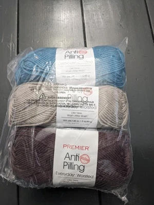 Premiere Anti-Pilling Everyday Worsted Yarn Lot of 3 - Image 1 of 3