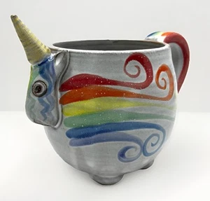 Taza de café Mudworks USA Rainbow Unicorn grande estudio 3D arte cerámica con patas - Imagen 1 de 10