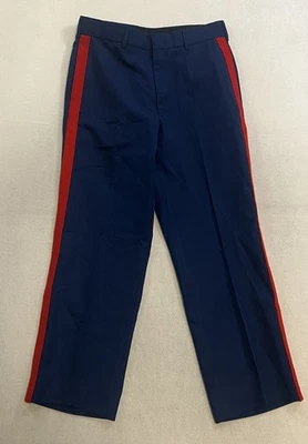 Defense Logistics Agency Dress Pants Men's 33R Blue Red Stripe Wool Poly Blend - Image 1 of 4