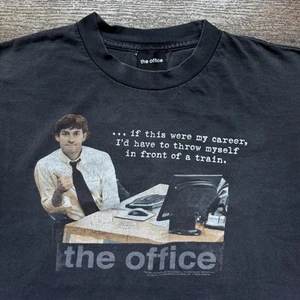 Vintage Y2K Mens M Black The Office TV Promo Jim Halpert Funny Distressed Tee - Bild 1 von 7