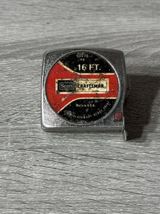 VINTAGE Sears Craftsman 39215 PR 16' FT nastro misura bottone rosso made in USA - Foto 1 di 5