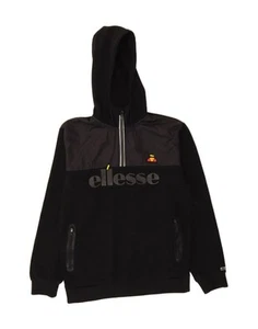 ELLESSE Hombres Gráfico Cremallera Cuello Sudadera con Capucha Jersey Grande Negro Algodón DH18 - Imagen 1 de 3