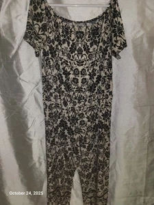 Tacera Damen 1 Stück fließender Strampler creme schwarz weites Bein 2x gebraucht, in einwandfreiem Zustand - Bild 1 von 5